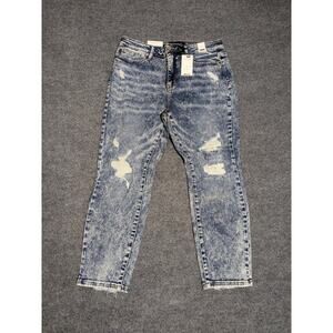 Judy Blue Jeans Womens 15/32 Boyfriend Fit High Rise Distressed Denim